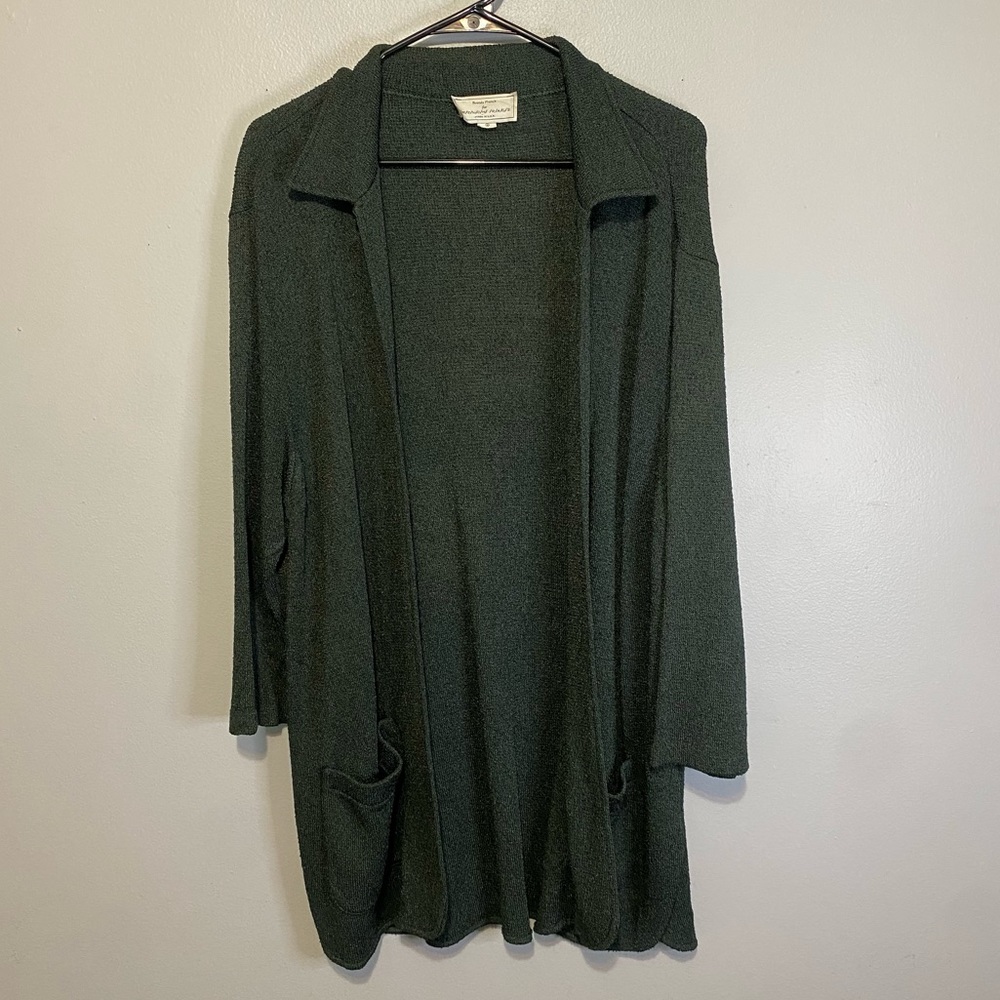 Brenda French For French Rags Cardigan Sweater Rayon Green Textured Knit Sz L
